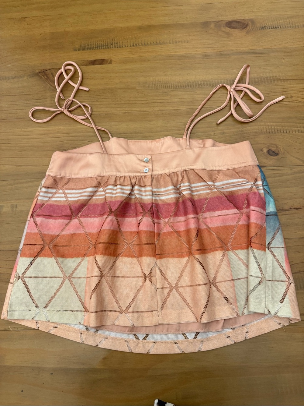 Anthropologie Akemi + Kim Tie-Strap Multicolor Geometric Summer Top - Picture 5 of 8